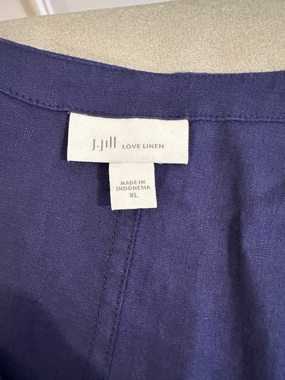 J. Jill Linen Short Sleeve Dress in Indigo Blue XL - Picture 3 of 3